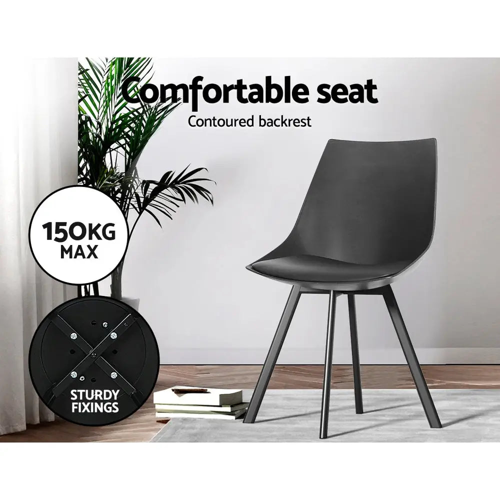 Artiss Dining Chiars Set of 2 PU leather Black Lylette - Furniture > Living Room