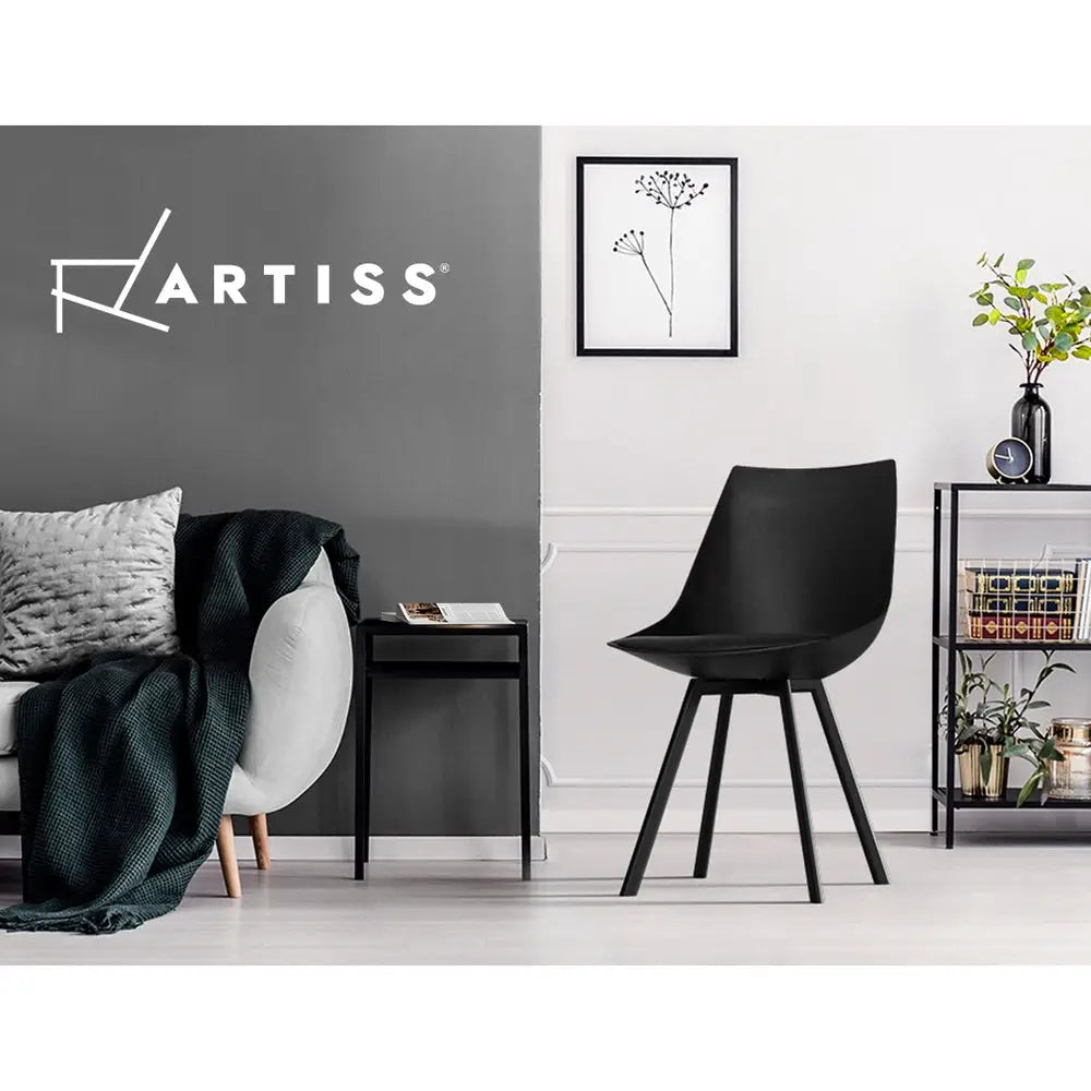 Artiss Dining Chiars Set of 2 PU leather Black Lylette - Furniture > Living Room