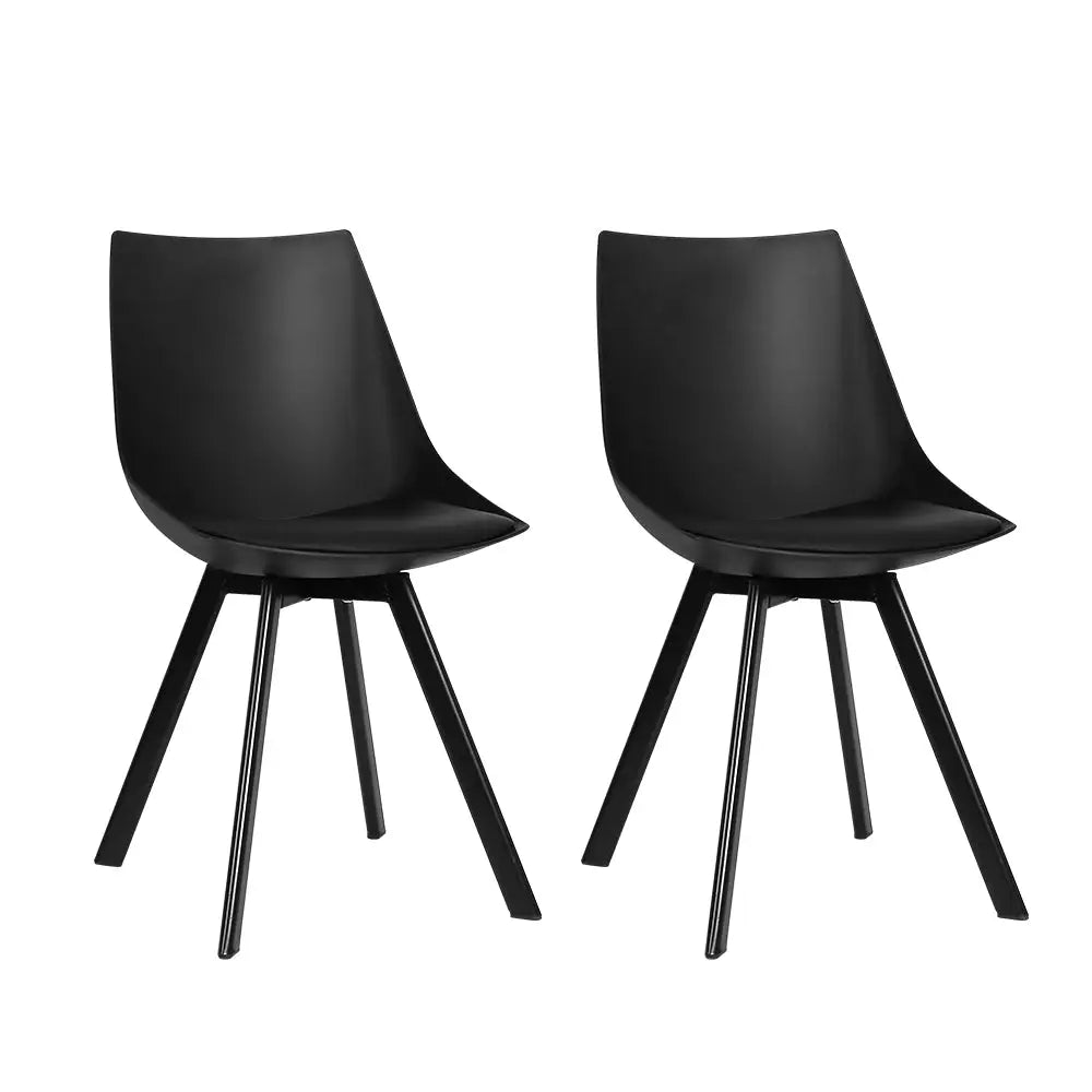 Artiss Dining Chiars Set of 2 PU leather Black Lylette - Furniture > Living Room
