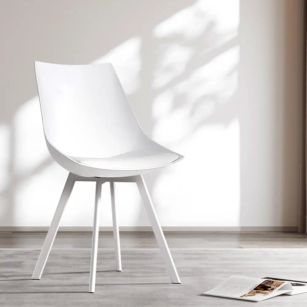 Artiss Dining Chiars Set of 2 PU leather White Lylette - Furniture > Living Room