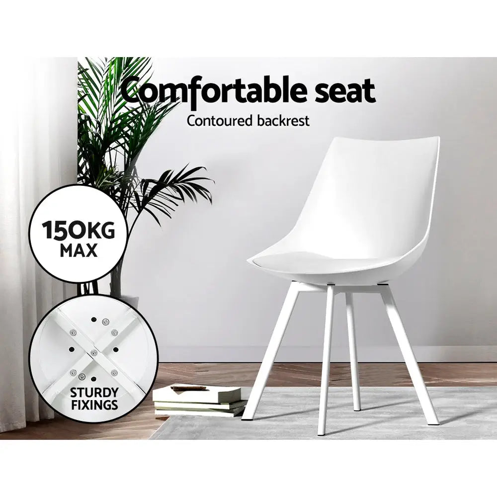 Artiss Dining Chiars Set of 2 PU leather White Lylette - Furniture > Living Room