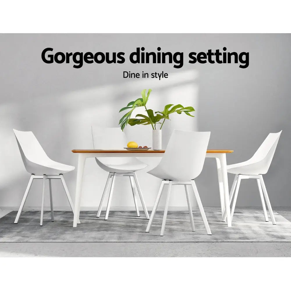 Artiss Dining Chiars Set of 2 PU leather White Lylette - Furniture > Living Room