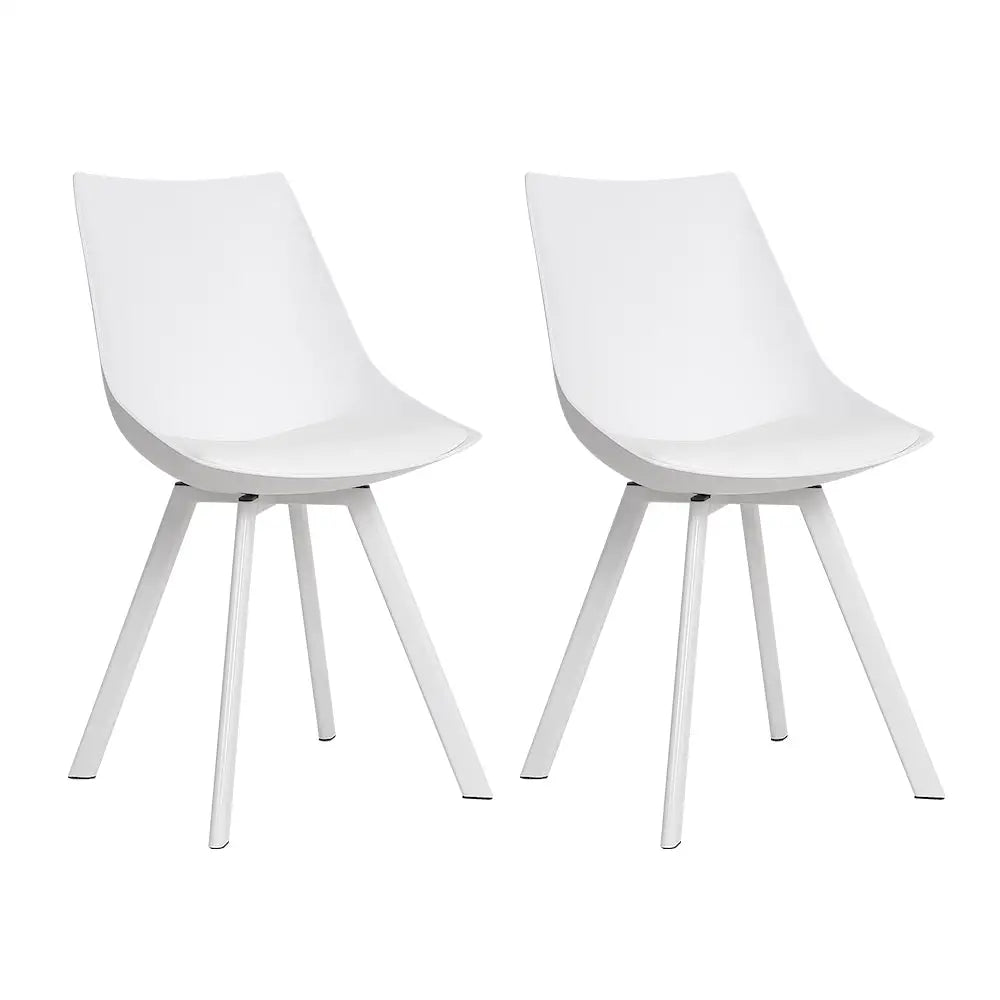 Artiss Dining Chiars Set of 2 PU leather White Lylette - Furniture > Living Room