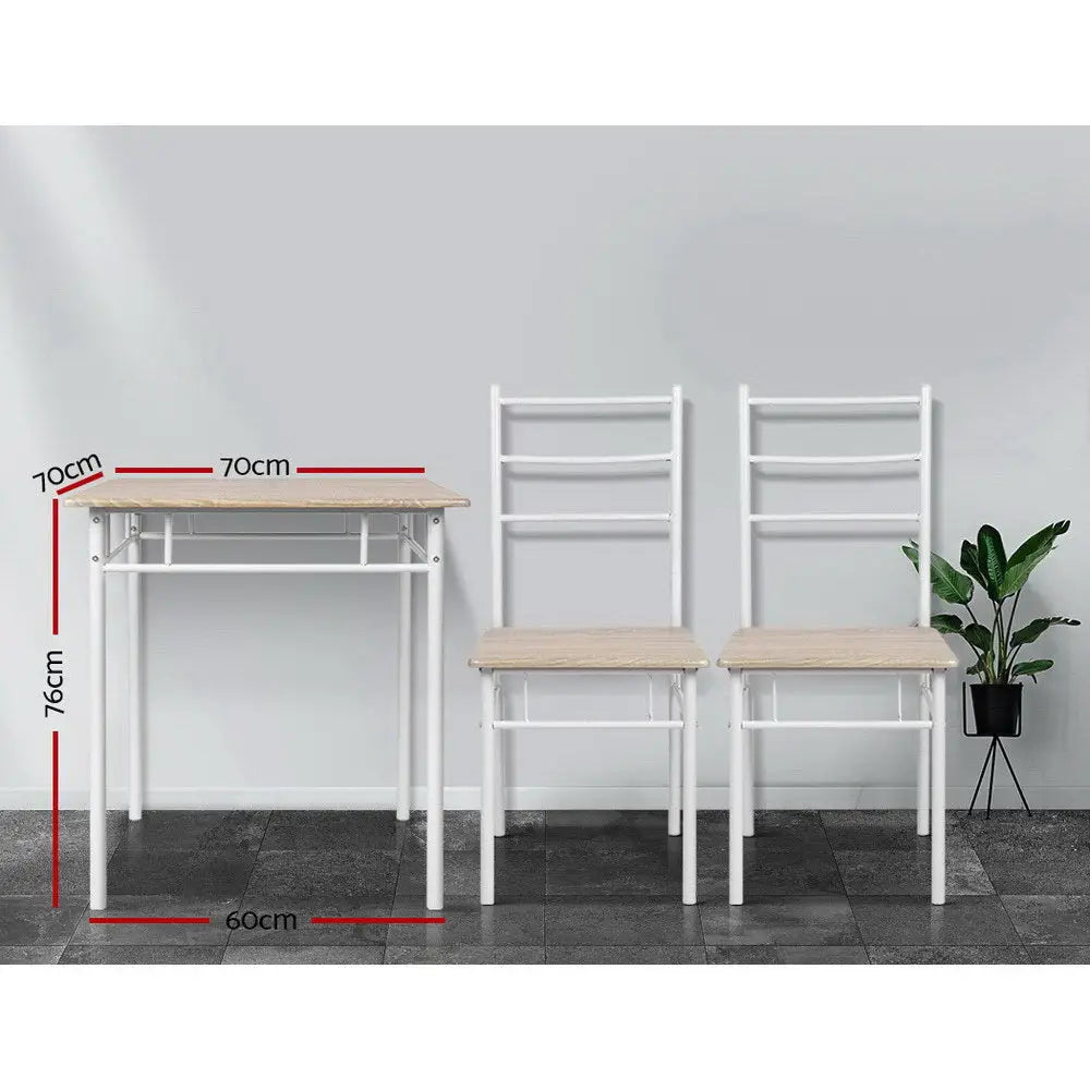 Artiss Dining Table And Chairs Set fo 3 Oak - Furniture > Dining