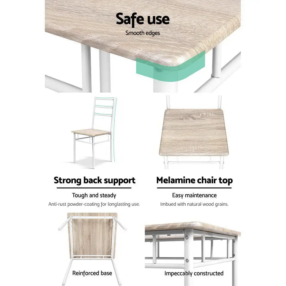 Artiss Dining Table And Chairs Set fo 3 Oak - Furniture > Dining