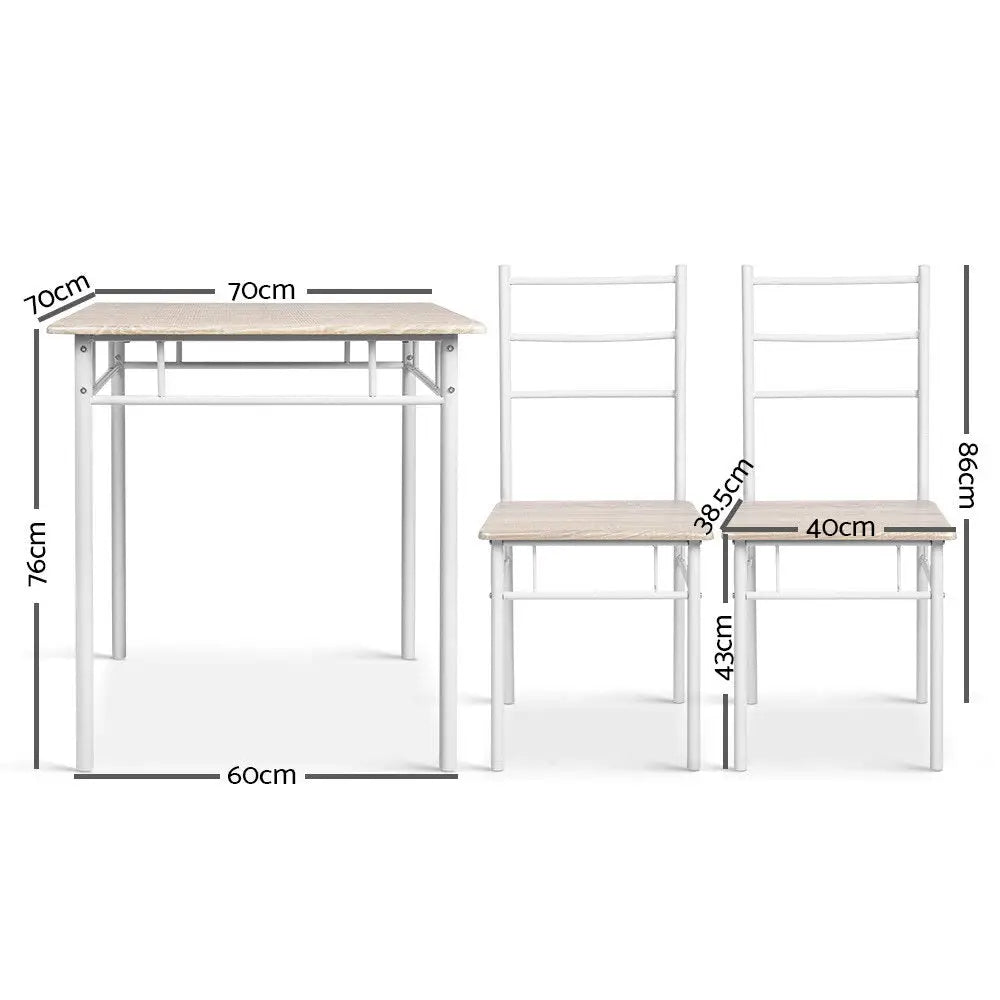 Artiss Dining Table And Chairs Set fo 3 Oak - Furniture > Dining