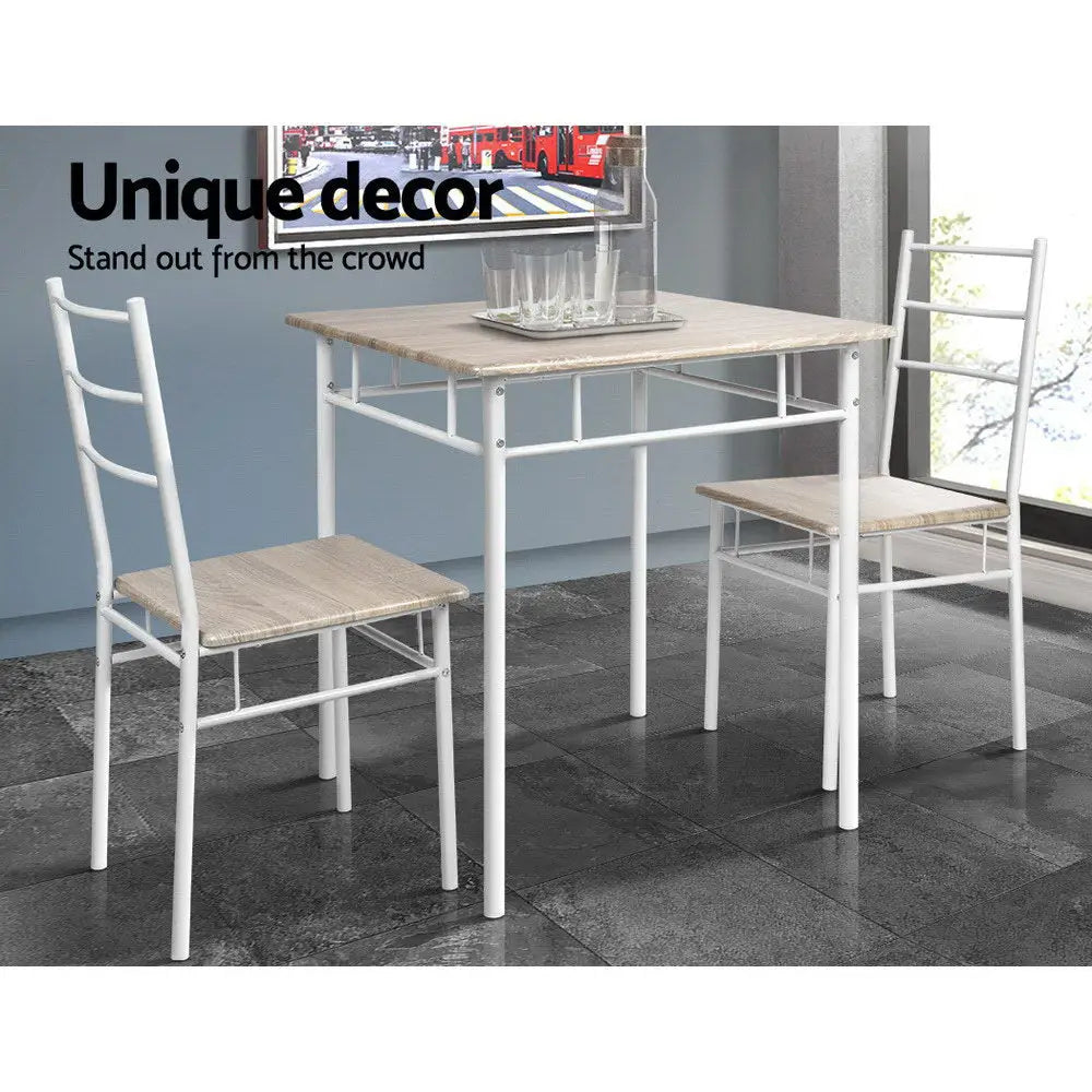 Artiss Dining Table And Chairs Set fo 3 Oak - Furniture > Dining