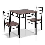 Artiss Dining Table And Chairs Set fo 3 Walnut - Furniture > Dining