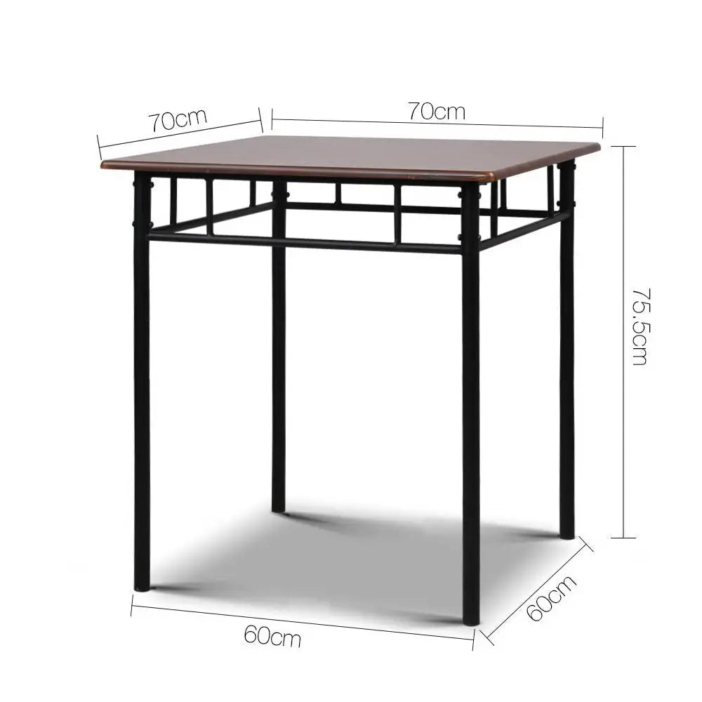 Artiss Dining Table And Chairs Set fo 3 Walnut - Furniture > Dining