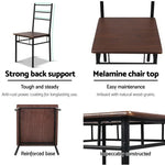 Artiss Dining Table And Chairs Set fo 3 Walnut - Furniture > Dining