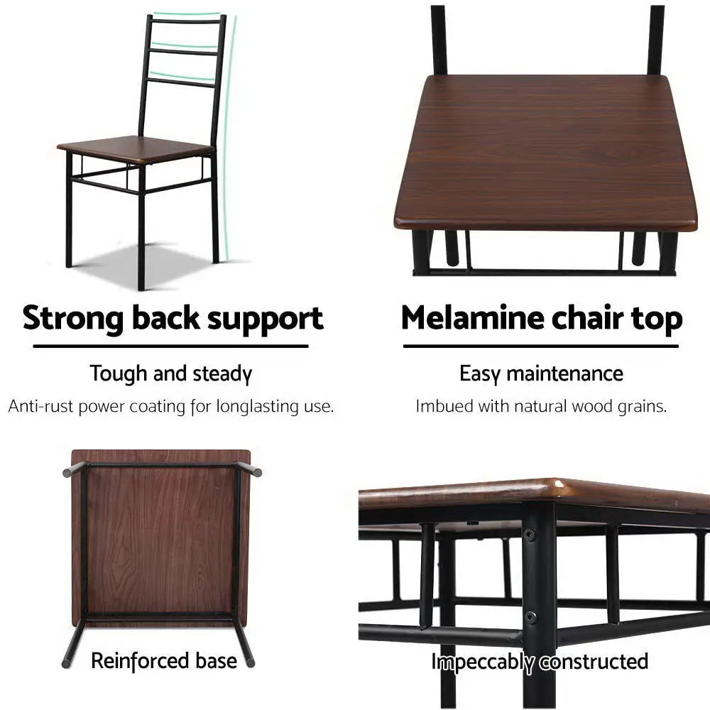 Artiss Dining Table And Chairs Set fo 3 Walnut - Furniture > Dining