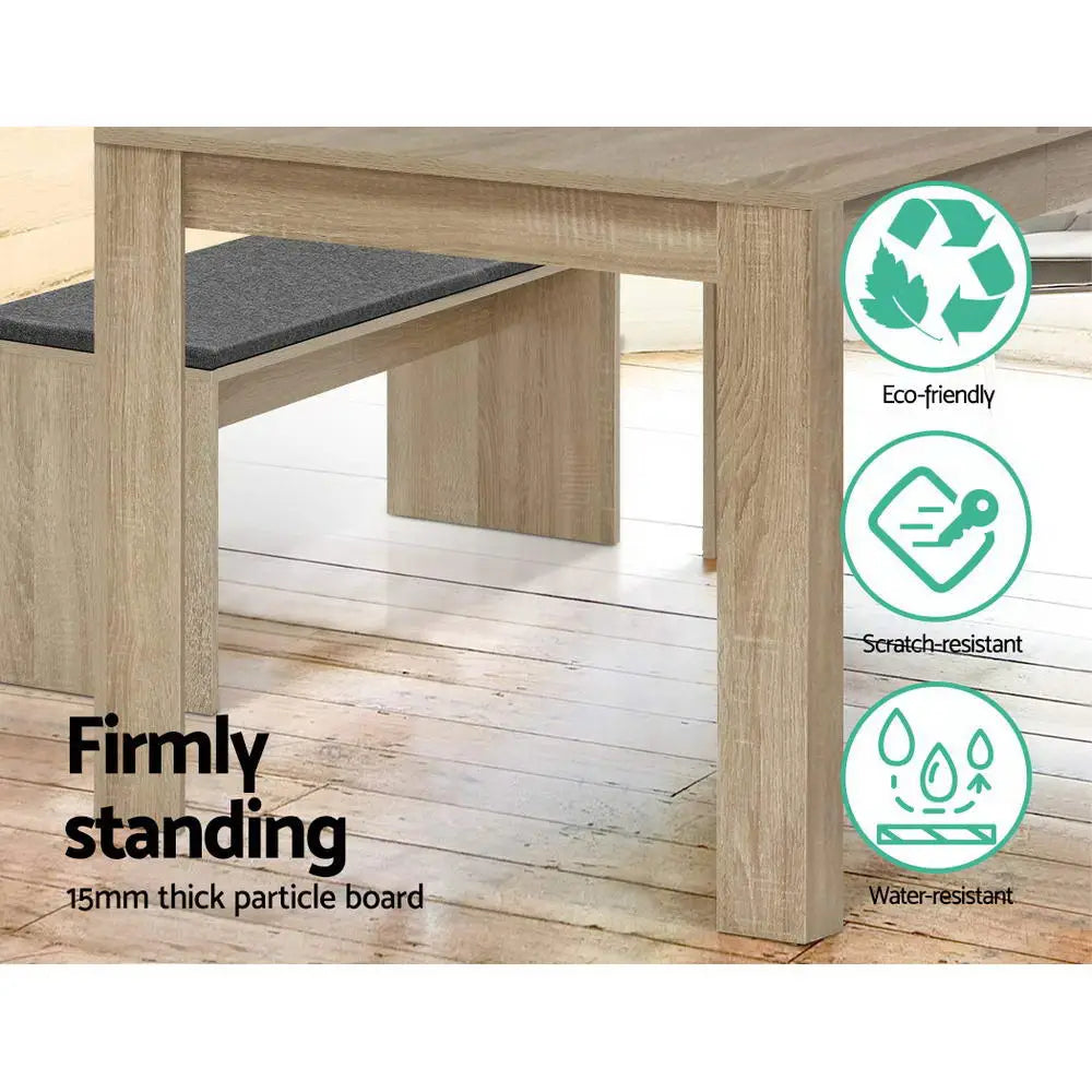 Artiss Dining Table Rectangular 4 Seater 120CM Oak Natu - Furniture > Dining