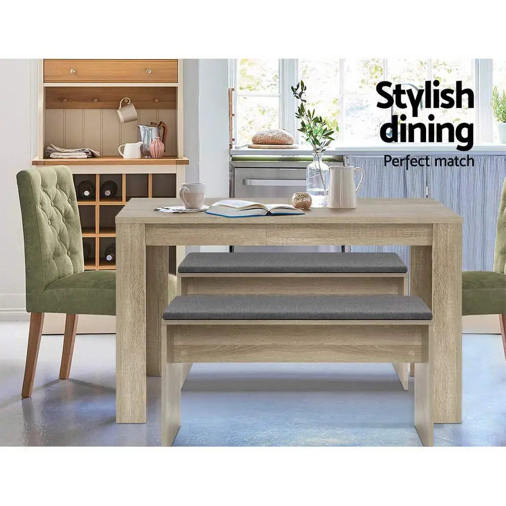Artiss Dining Table Rectangular 4 Seater 120CM Oak Natu - Furniture > Dining