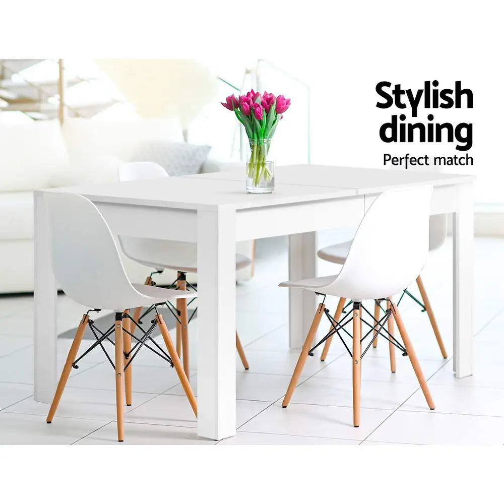 Artiss Dining Table Rectangular 4 Seater 120CM White Natu - Furniture > Dining
