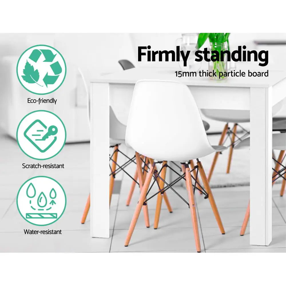 Artiss Dining Table Rectangular 4 Seater 120CM White Natu - Furniture > Dining