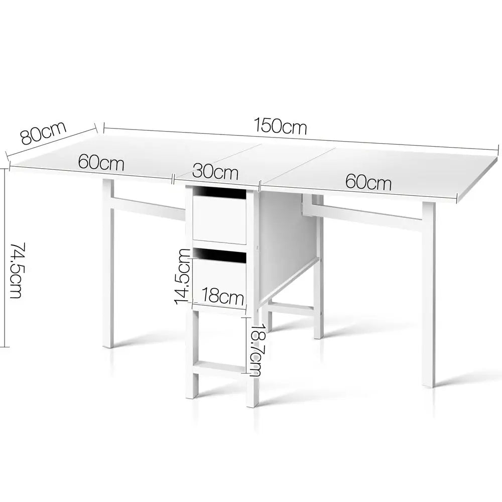 Artiss Dining Table Rectangular Extendable White - Furniture > Dining
