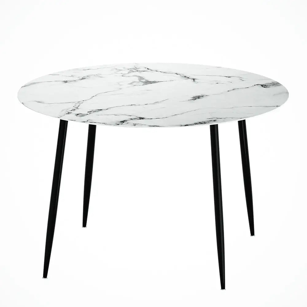 Artiss Dining Table Round Marble Effect 110CM - Furniture > Dining