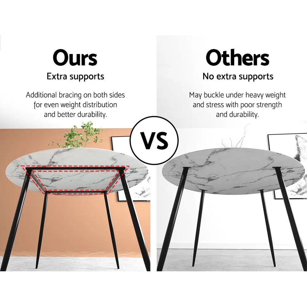Artiss Dining Table Round Marble Effect 110CM - Furniture > Dining