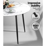 Artiss Dining Table Round Marble Effect 110CM - Furniture > Dining