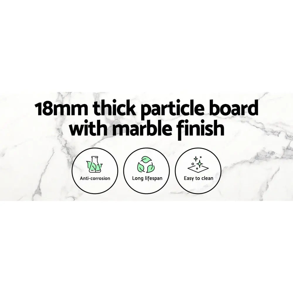Artiss Dining Table Round Marble Effect 110CM - Furniture > Dining