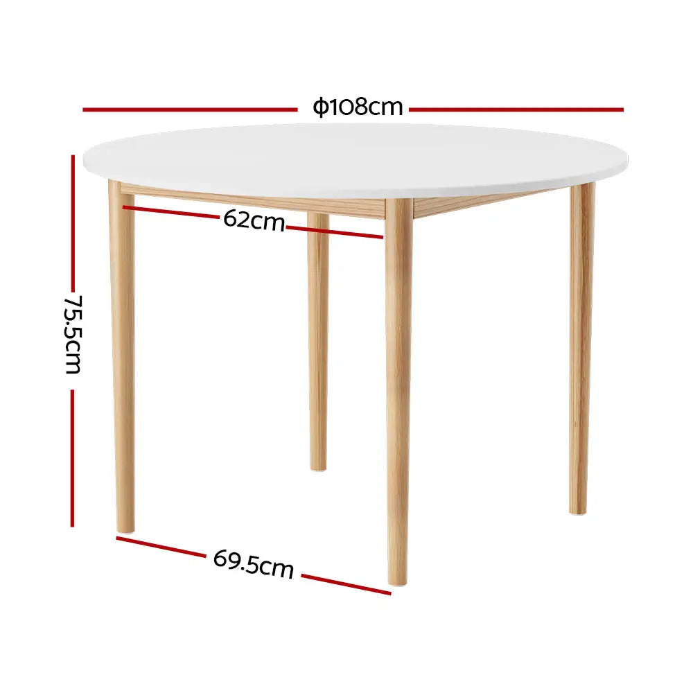 Artiss Dining Table Round White 108CM Diameter Demi - Furniture > Dining