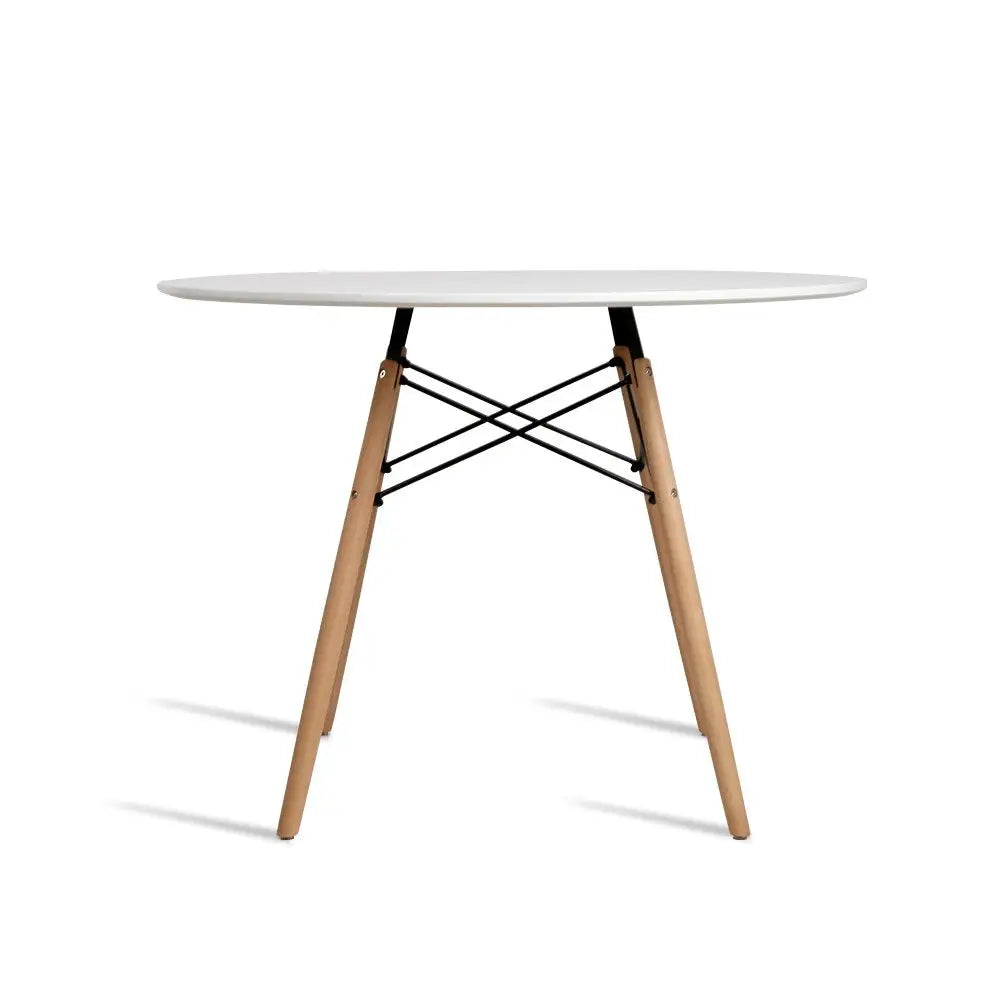 Artiss Dining Table Round White 4 Seater 100CM - Furniture > Dining