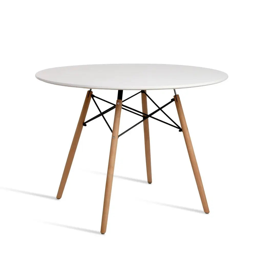 Artiss Dining Table Round White 4 Seater 100CM - Furniture > Dining