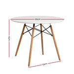 Artiss Dining Table Round White 4 Seater 90CM - Furniture > Dining