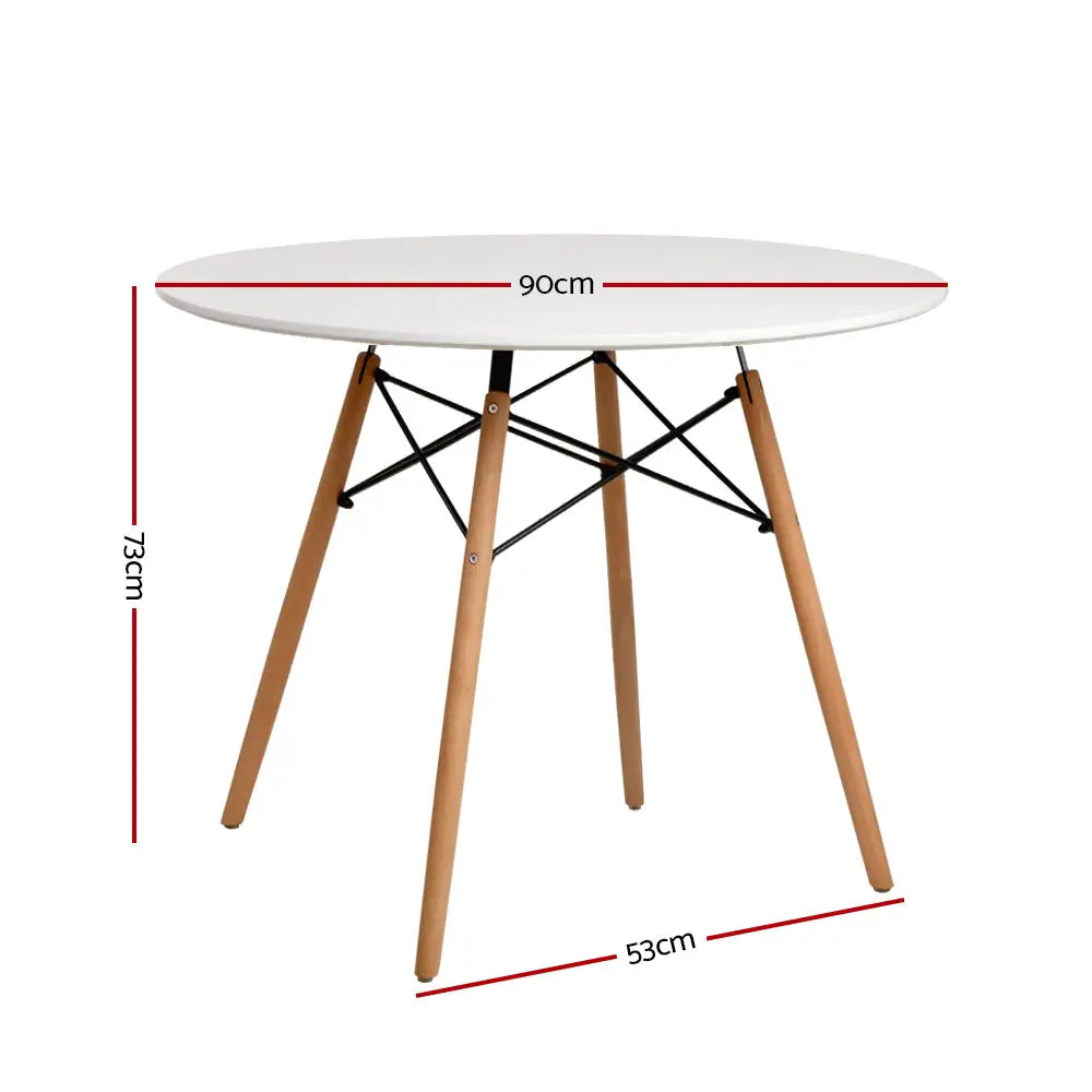Artiss Dining Table Round White 4 Seater 90CM - Furniture > Dining