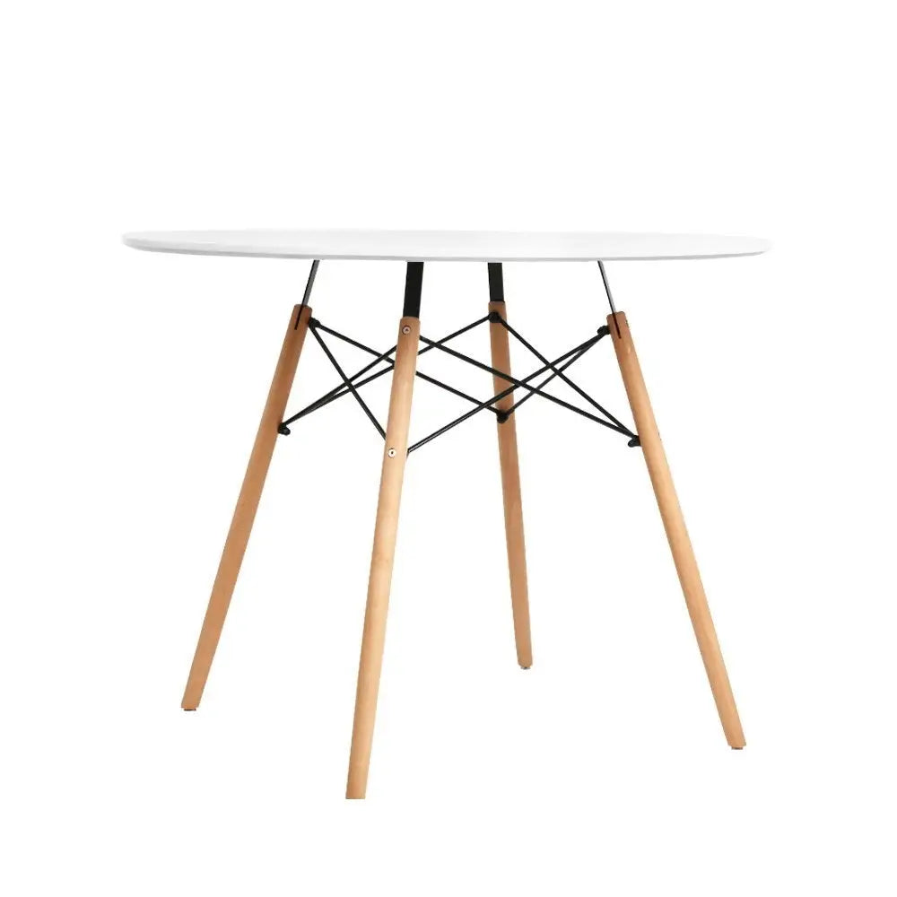 Artiss Dining Table Round White 4 Seater 90CM - Furniture > Dining