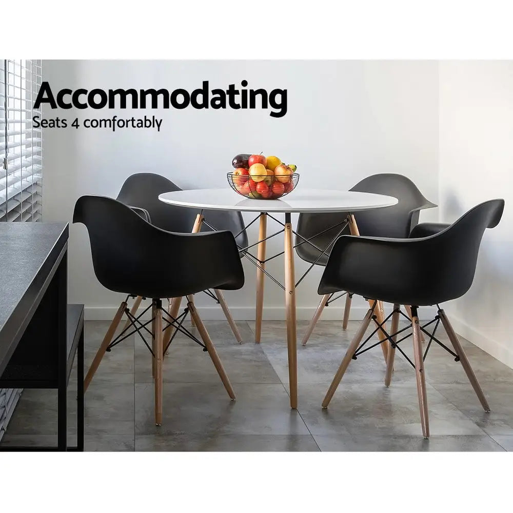 Artiss Dining Table Round White 4 Seater 90CM - Furniture > Dining