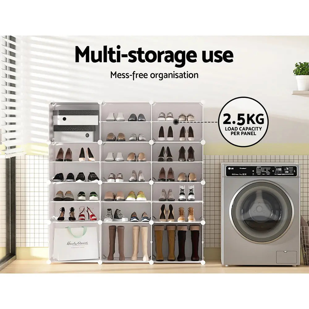 Artiss DIY Shoe Box Shoe Cabinet White Storage Cube Portable Organiser Stand - Home & Garden > Storage
