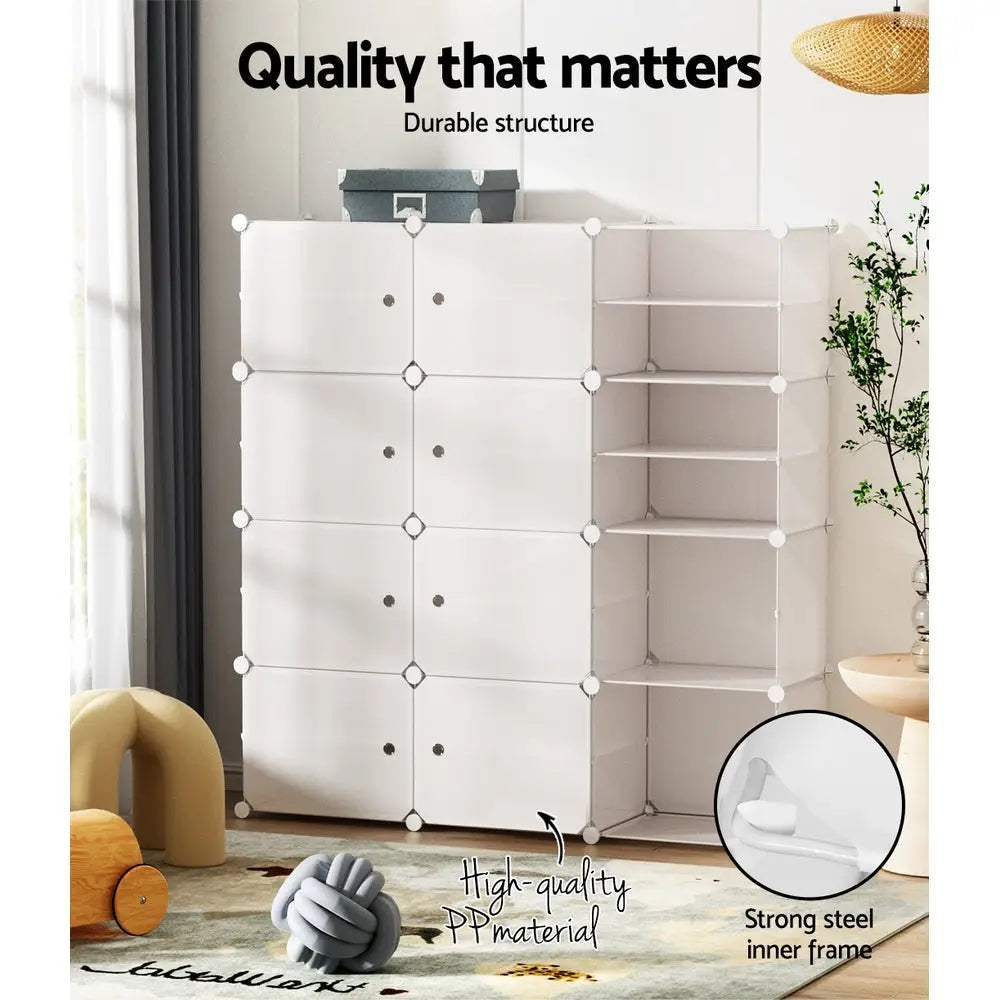 Artiss DIY Shoe Box Shoe Cabinet White Storage Cube Portable Organiser Stand - Home & Garden > Storage