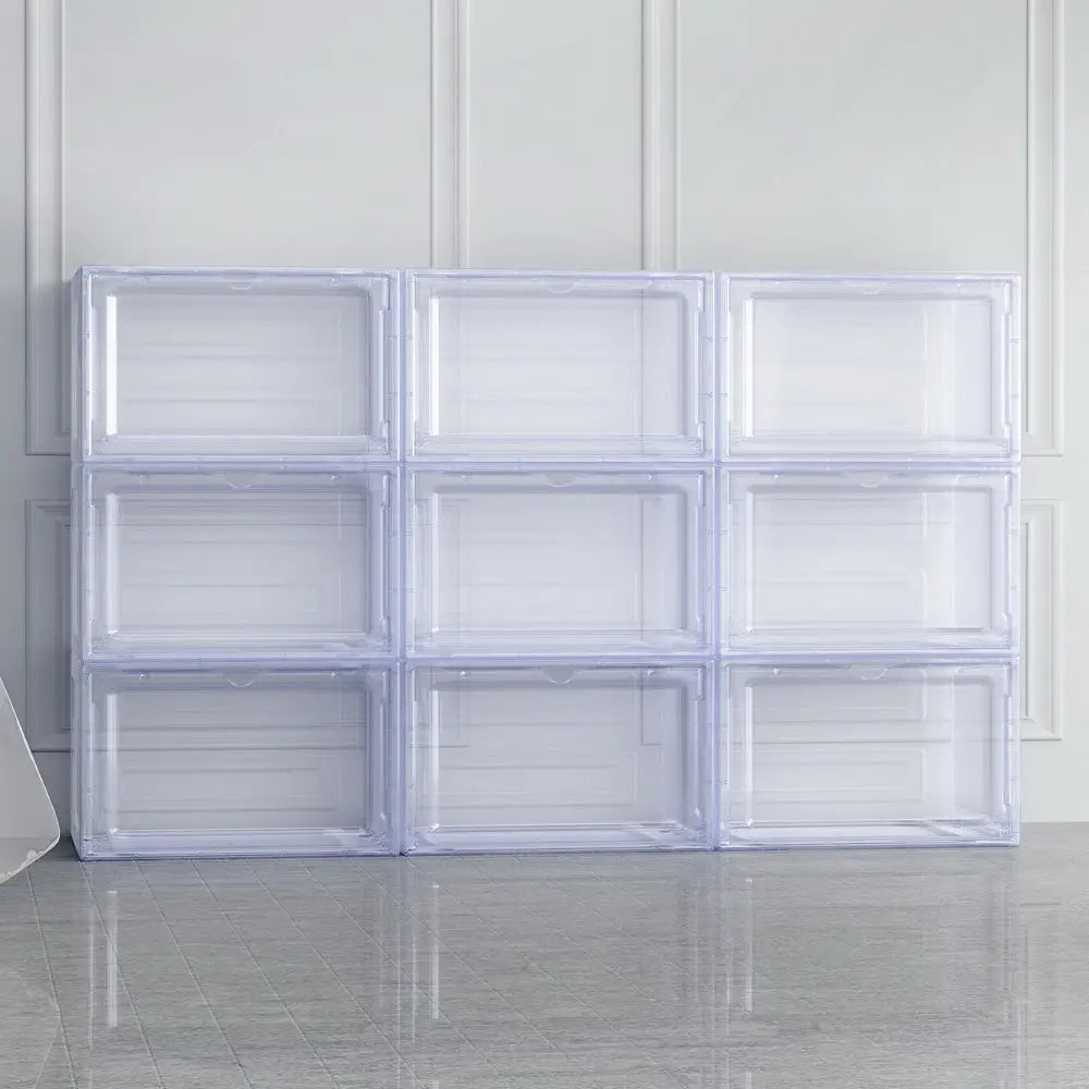 Artiss DIY Shoe Box Set of 2 Stackable Shoe Storage Case Magnetic Door - Furniture > Bedroom