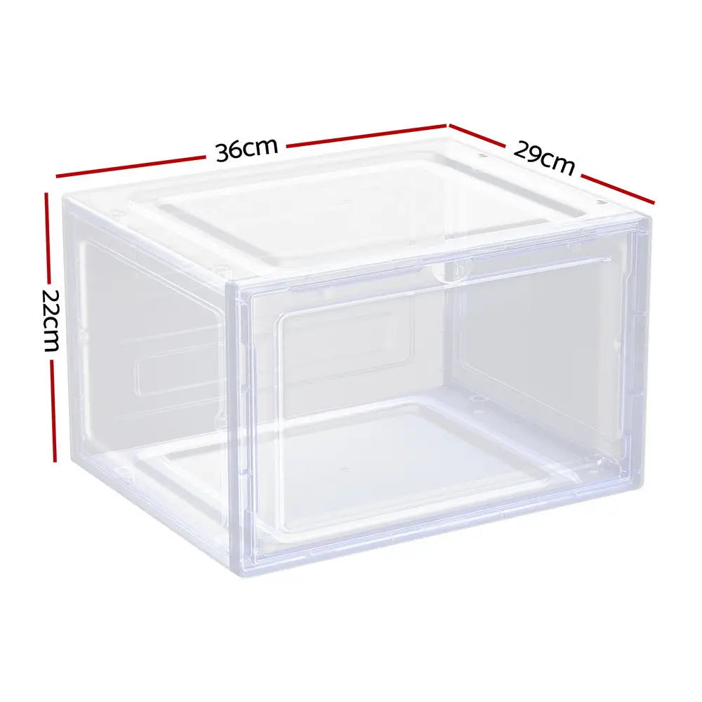 Artiss DIY Shoe Box Set of 2 Stackable Shoe Storage Case Magnetic Door - Furniture > Bedroom