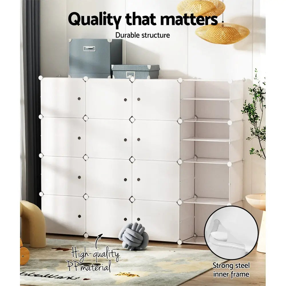 Artiss DIY Shoe Cabinet Shoe Box White Storage Cube Portable Organiser Stand - Home & Garden > Storage