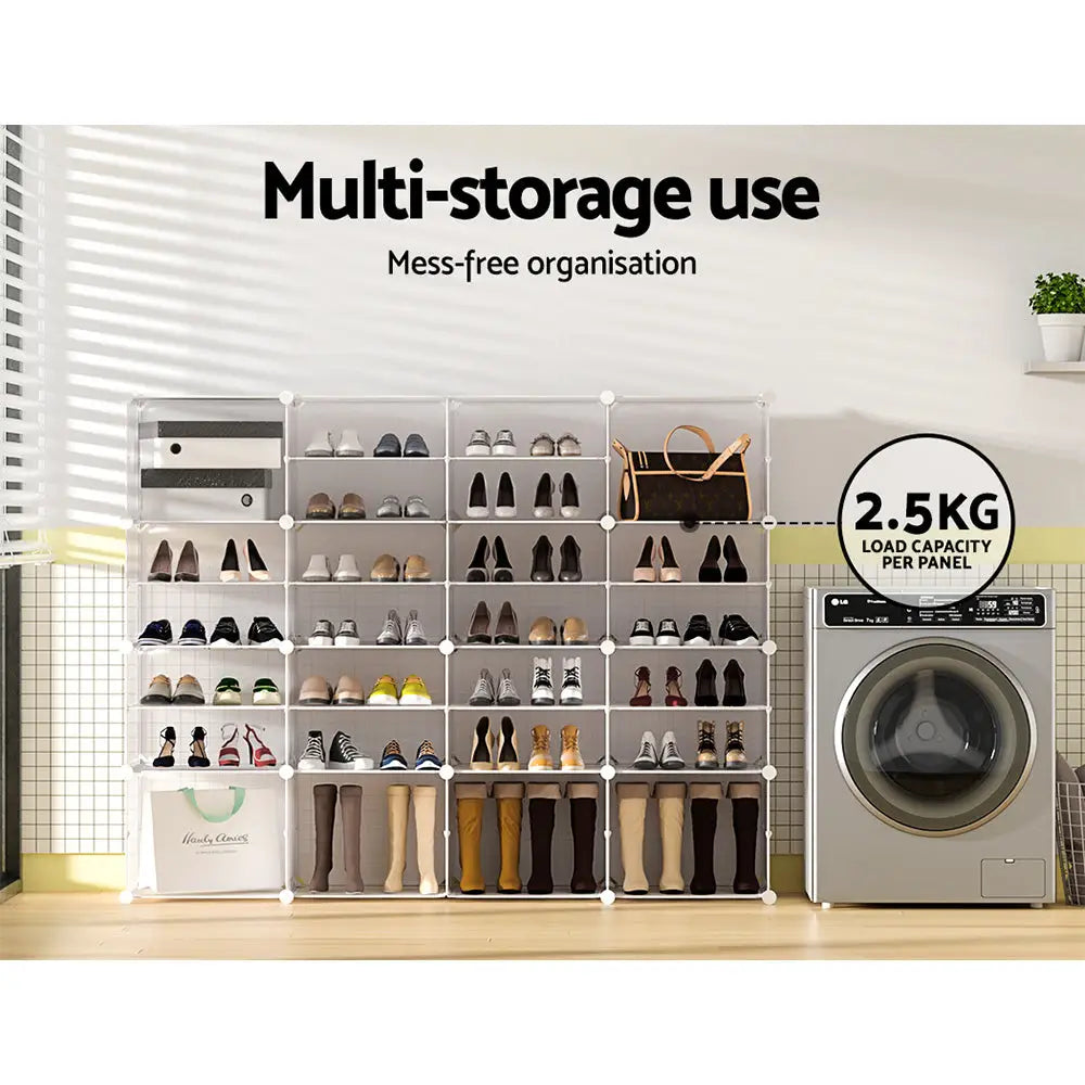 Artiss DIY Shoe Cabinet Shoe Box White Storage Cube Portable Organiser Stand - Home & Garden > Storage