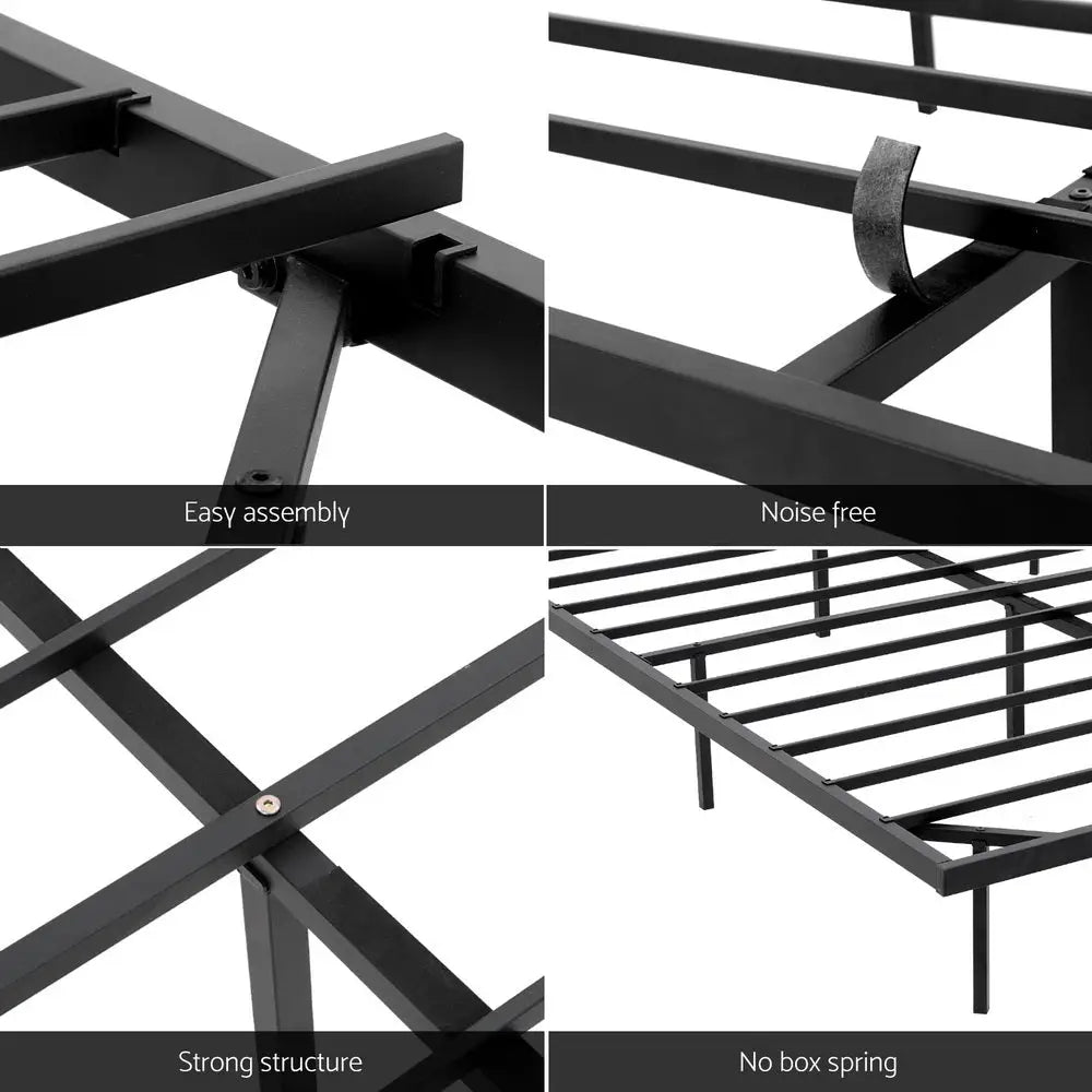 Artiss Double Bed Frame,Floating Metal Bed Frame with Smart LED Lights - Sturdy Metal Platform Bed Base Silent Design