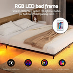 Artiss Double Bed Frame,Floating Metal Bed Frame with Smart LED Lights - Sturdy Metal Platform Bed Base Silent Design
