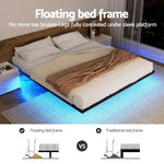 Artiss Double Bed Frame,Floating Metal Bed Frame with Smart LED Lights - Sturdy Metal Platform Bed Base Silent Design