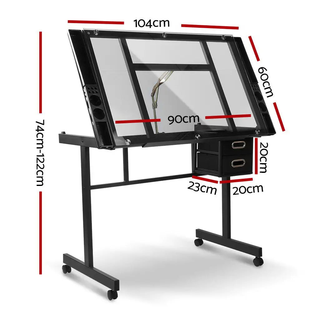 Artiss Drawing Desk Drafting Table Black - Furniture > Office