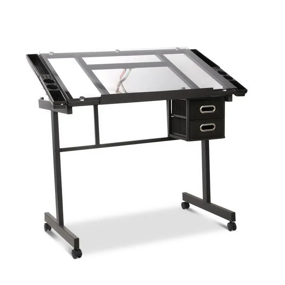 Artiss Drawing Desk Drafting Table Black - Furniture > Office