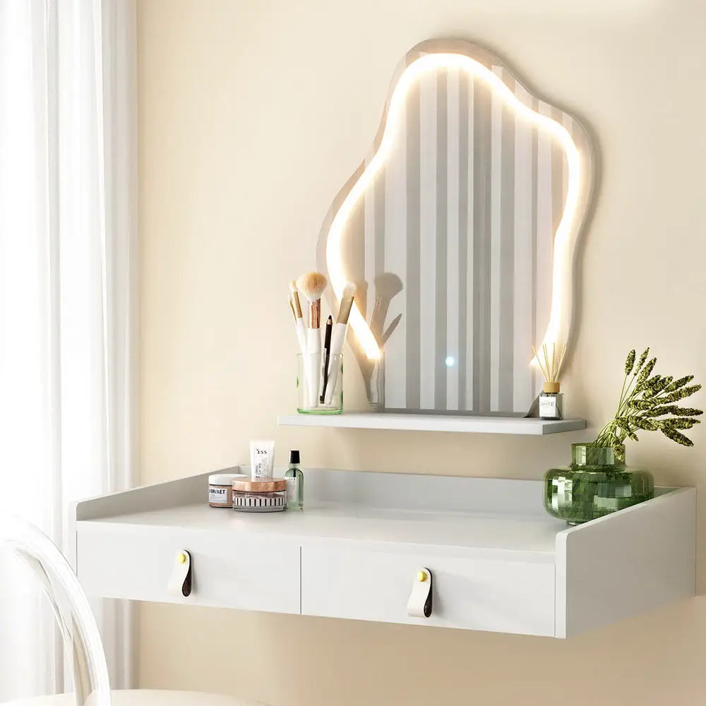 Artiss Dressing Table Floating LED White Daphne - Furniture > Bedroom