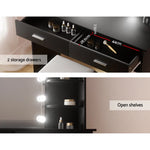Artiss Dressing Table Set Stool 10 Led Bulbs Black Dulcea - Furniture > Bedroom