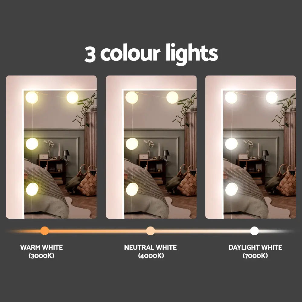Artiss Dressing Table Set Stool 10 Led Bulbs White Debbie - Furniture > Bedroom > Dressing Vanity & Dressing Tables