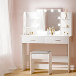 Artiss Dressing Table Set Stool 10 Led Bulbs White Dulcea - Furniture > Bedroom > Dressing Vanity & Dressing Tables
