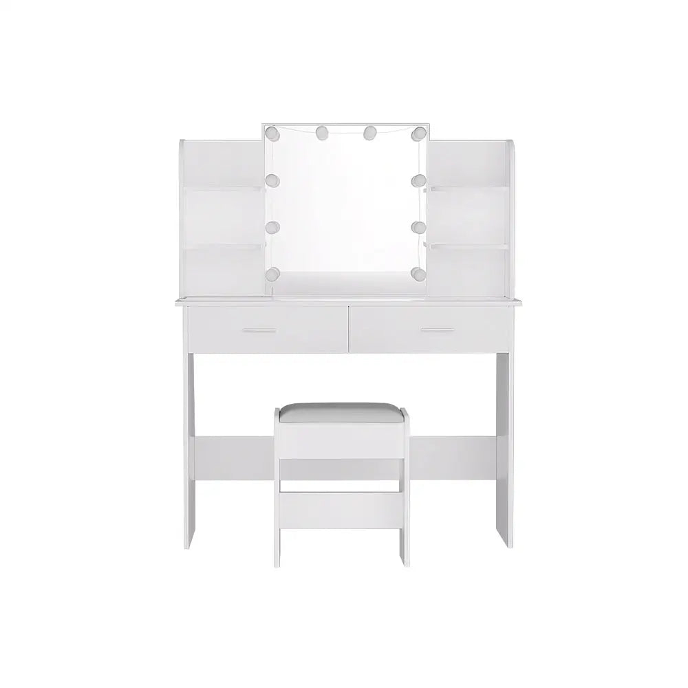 Artiss Dressing Table Set Stool 10 Led Bulbs White Dulcea - Furniture > Bedroom > Dressing Vanity & Dressing Tables