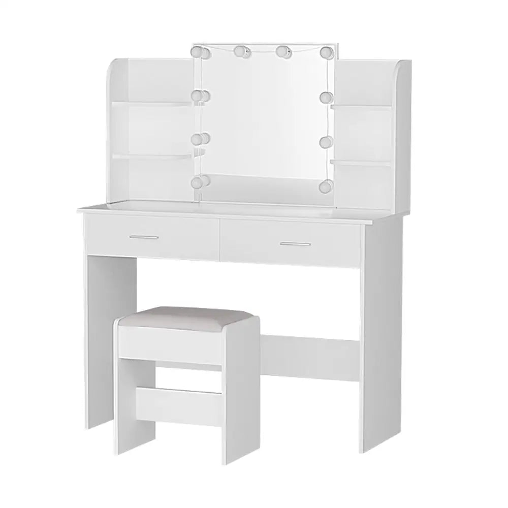 Artiss Dressing Table Set Stool 10 Led Bulbs White Dulcea - Furniture > Bedroom > Dressing Vanity & Dressing Tables