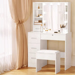 Artiss Dressing Table Set Stool 10 Led Bulbs White Dylan - Furniture > Bedroom > Dressing Vanity & Dressing Tables
