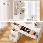 Artiss Dressing Table Set Stool 10 Led Bulbs White Dylan - Furniture > Bedroom > Dressing Vanity & Dressing Tables